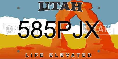 585PJX Utah License Plate