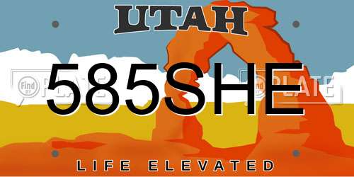 585SHE Utah License Plate