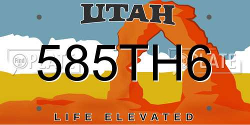 585TH6 Utah License Plate