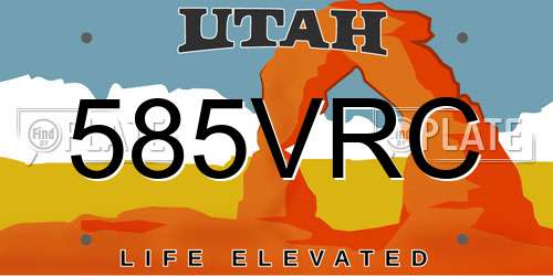 585VRC Utah License Plate