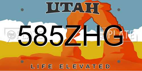 585ZHG Utah License Plate