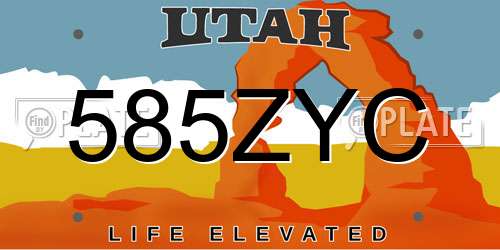 585ZYC Utah License Plate