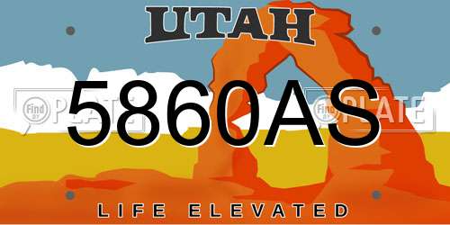 5860AS Utah License Plate