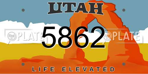 5862 Utah License Plate