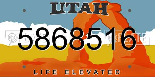 5868516 Utah License Plate