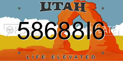 58688I6 Utah License Plate
