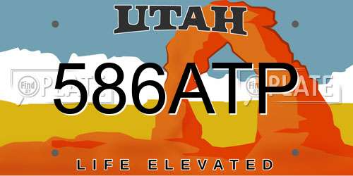 586ATP Utah License Plate