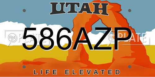 586AZP Utah License Plate