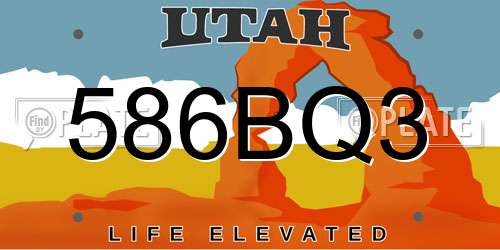 586BQ3 Utah License Plate