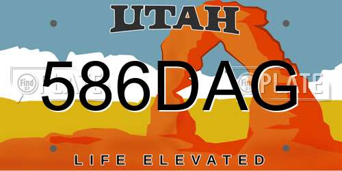 586DAG Utah License Plate