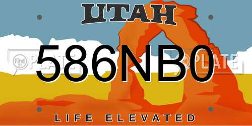 586NB0 Utah License Plate