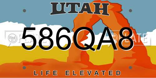 586QA8 Utah License Plate