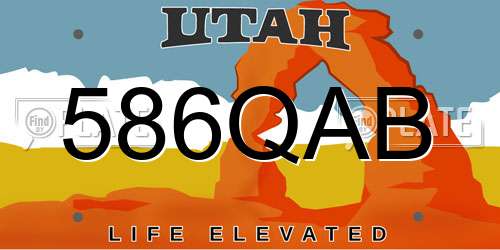 586QAB Utah License Plate