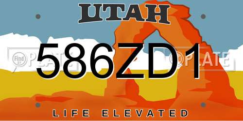 586ZD1 Utah License Plate