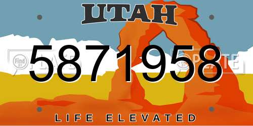 5871958 Utah License Plate