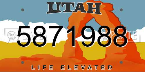 5871988 Utah License Plate