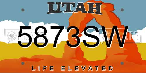 5873SW Utah License Plate