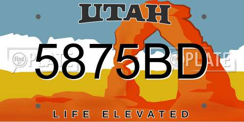 5875BD Utah License Plate
