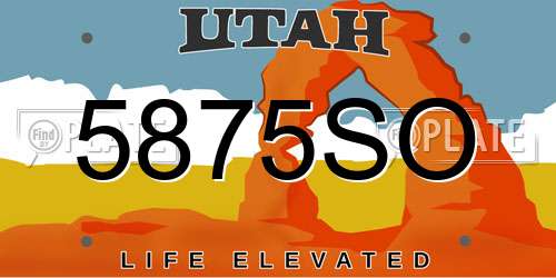5875SO Utah License Plate
