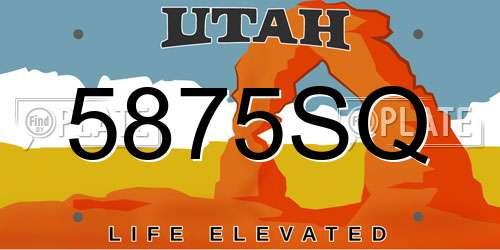 5875SQ Utah License Plate
