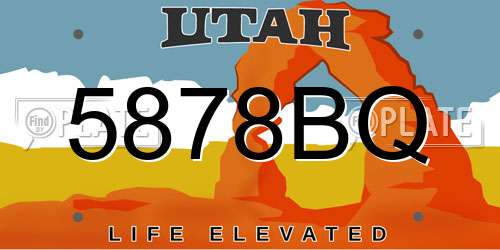 5878BQ Utah License Plate