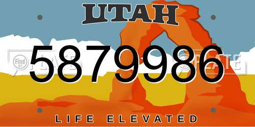 5879986 Utah License Plate
