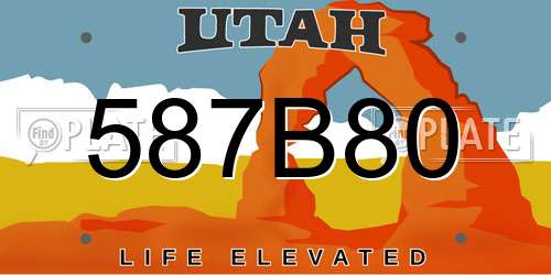 587B80 Utah License Plate
