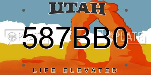 587BB0 Utah License Plate