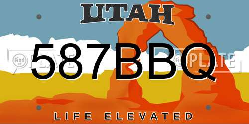 587BBQ Utah License Plate
