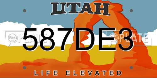 587DE3 Utah License Plate