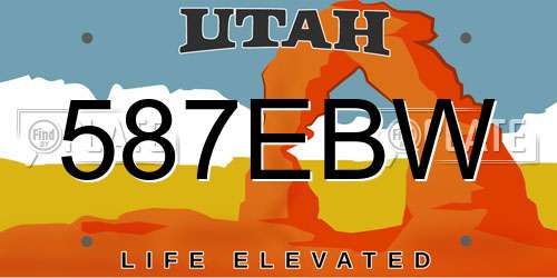 587EBW Utah License Plate
