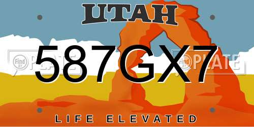587GX7 Utah License Plate