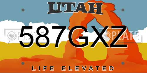 587GXZ Utah License Plate