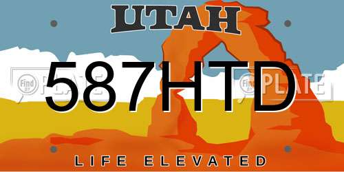 587HTD Utah License Plate