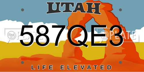 587QE3 Utah License Plate