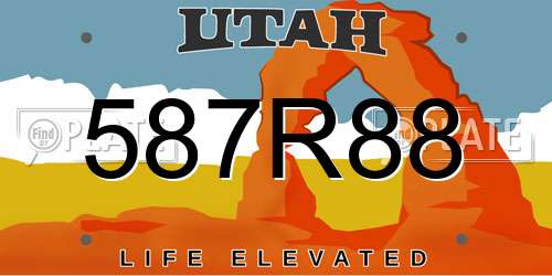 587R88 Utah License Plate