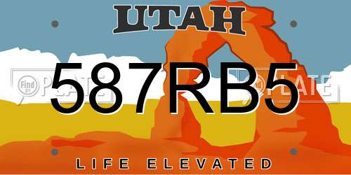 587RB5 Utah License Plate