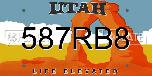 587RB8 Utah License Plate