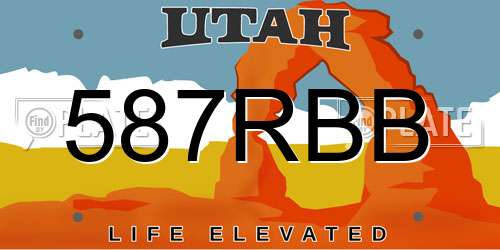 587RBB Utah License Plate