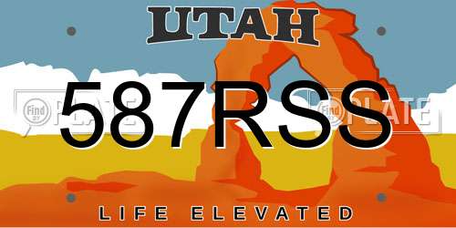 587RSS Utah License Plate