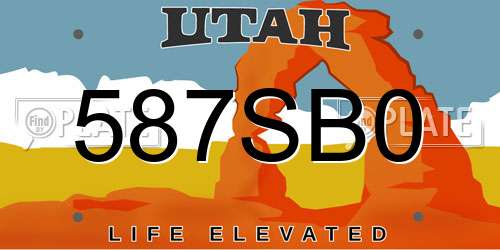 587SB0 Utah License Plate