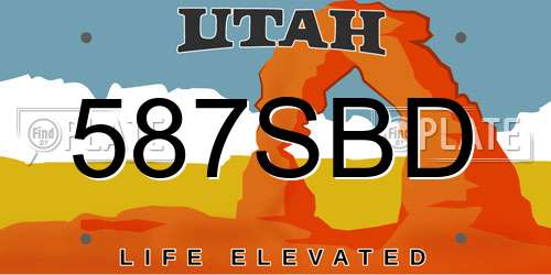 587SBD Utah License Plate
