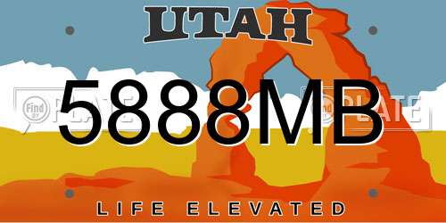 5888MB Utah License Plate