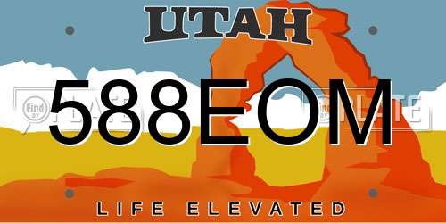 588EOM Utah License Plate