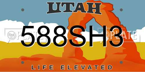 588SH3 Utah License Plate