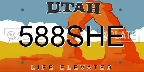 588SHE Utah License Plate