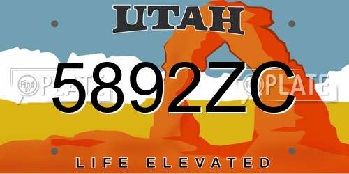 5892ZC Utah License Plate