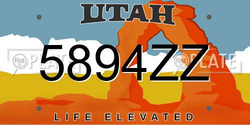 5894ZZ Utah License Plate