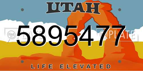 5895477 Utah License Plate