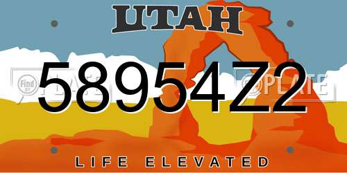 58954Z2 Utah License Plate